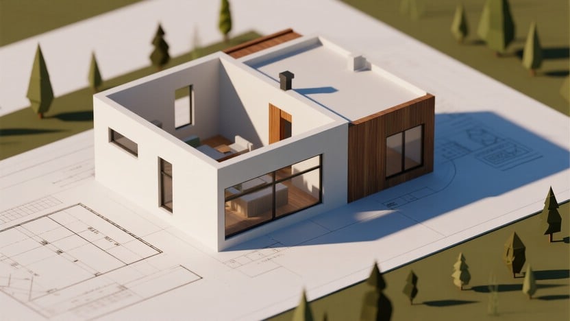 Modelo arquitectonico minimalista de una casa moderna
